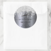 Het heropenen van haar zilveren glitter schoonheid ronde sticker (Tas)