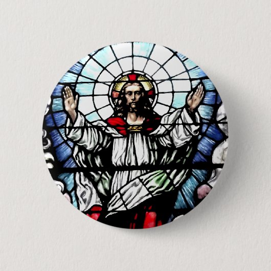 Het herstel van onze Heer (Glas in lood) Ronde Button 5,7 Cm (Voorkant)
