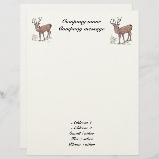 " Het hert 1 " Letterhead Briefhoofd (Voorkant / Achterkant)