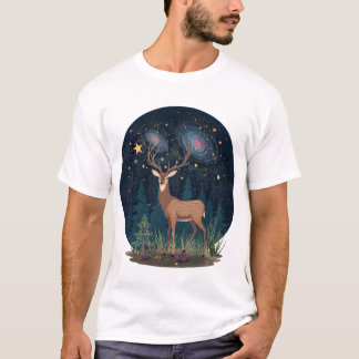 Het hert met sterrenstelsels in zijn gewei t-shirt