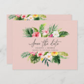 Het het bladmanuscript van de Tropische waterverf  Aankondigingskaart (Voorkant / Achterkant)