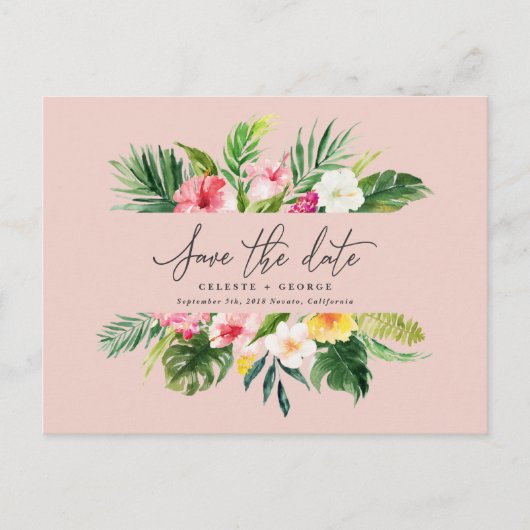 Het het bladmanuscript van de Tropische waterverf  Aankondigingskaart (Voorkant)