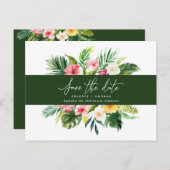 Het het bladmanuscript van de Tropische waterverf Aankondigingskaart (Voorkant / Achterkant)