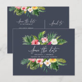 Het het bladmanuscript van de Tropische waterverf  Aankondigingskaart (Voorkant / Achterkant)