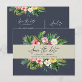 Het het bladmanuscript van de Tropische waterverf  Aankondigingskaart (Voorkant / Achterkant)