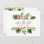 Het het bladmanuscript van de Tropische waterverf  Aankondigingskaart (Voorkant / Achterkant)