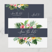 Het het bladmanuscript van de Tropische waterverf  Aankondigingskaart (Voorkant / Achterkant)