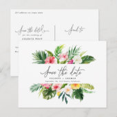 Het het bladmanuscript van de Tropische waterverf Aankondigingskaart (Voorkant / Achterkant)