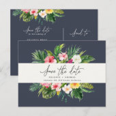 Het het bladmanuscript van de Tropische waterverf  Aankondigingskaart (Voorkant / Achterkant)