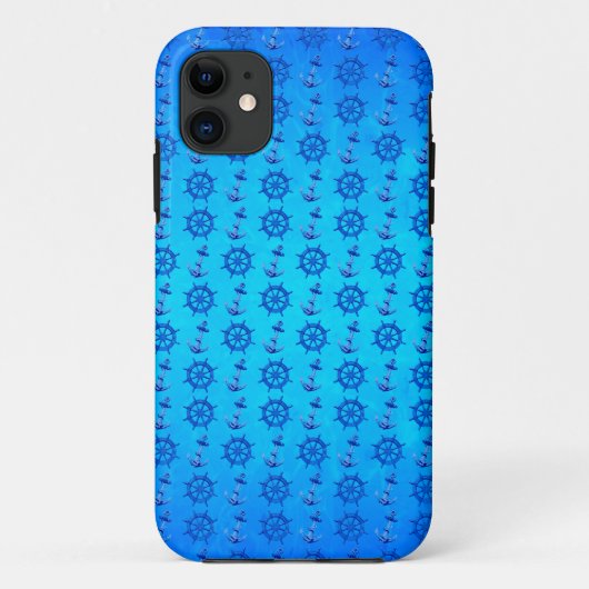 Het het blauwe Wiel en Anker van Schepen Case-Mate iPhone Case (Achterkant)