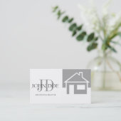 Het het Zilveren Huis/Monogram van de makelaar in Visitekaartje (Staand voorkant)