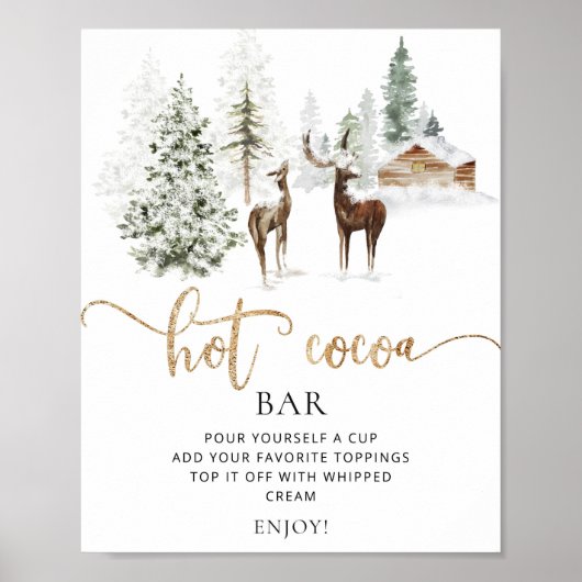 Het hete cacaobalteken. Bosbossen met hete coa Poster (Voorkant)