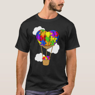 Het-hete-luchtballon Autisme bewustzijn Cute Hart T-shirt