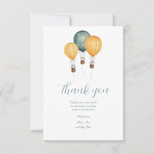Het hete luchtballon babyshower bedankkaart (Voorkant)