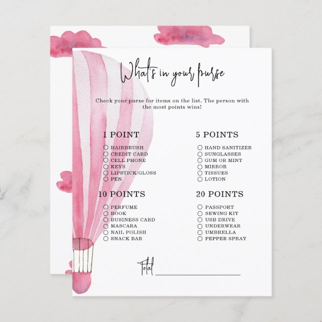 Het hete luchtballon - Wat zit er in je tas baby s (Voorkant / Achterkant)