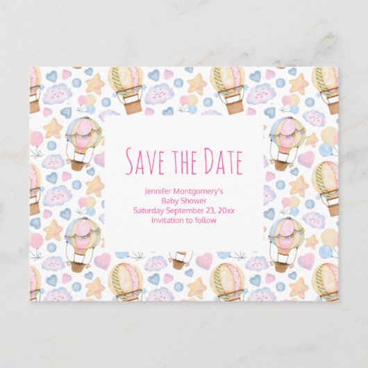 Het hete luchtballonpatroon van de Waterverf spare Uitnodiging Briefkaart (Voorkant)