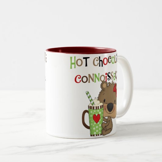 Het hete Meisje ChocolateConoisseur draagt Tweekleurige Koffiemok (Voorkant rechts)