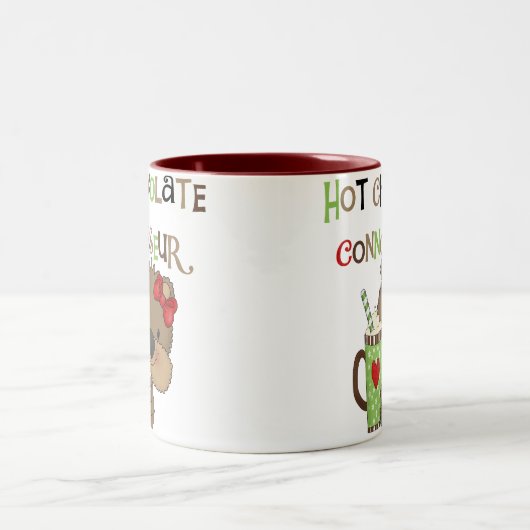 Het hete Meisje ChocolateConoisseur draagt Tweekleurige Koffiemok (Center)