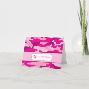 Het hete Roze Baby shower van de Camouflage dankt Bedankkaart