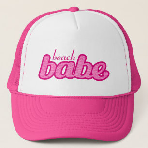 het hete roze en witte pet van het "strand babe"