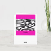 Het hete Roze en Zwart-witte Zebra dankt u Bedankkaart (Achterkant)