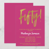Het hete Roze Manuscript 50th de Uitnodiging van d (Voorkant / Achterkant)