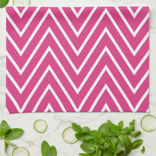 Het hete Roze Patroon van Chevrons {kies uw kleur} Theedoek
