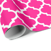 Het Hete Roze Verpakkende Document van Quatrefoil Cadeaupapier (Rol Hoek)