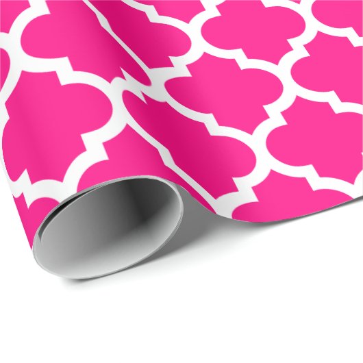 Het Hete Roze Verpakkende Document van Quatrefoil Cadeaupapier (Rol Hoek)