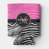 Het hete Roze & Zwarte Gestreepte Patroon van het Blikjeskoeler (Voorkant)