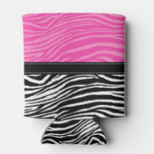 Het hete Roze & Zwarte Gestreepte Patroon van het Blikjeskoeler (Achterkant)