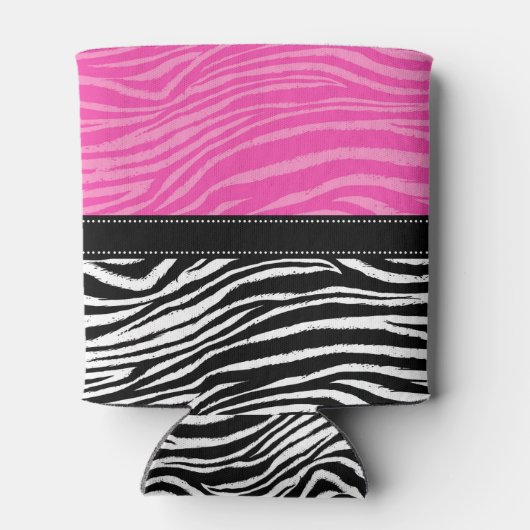 Het hete Roze & Zwarte Gestreepte Patroon van het Blikjeskoeler (Achterkant)