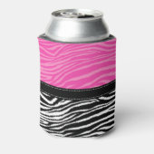 Het hete Roze & Zwarte Gestreepte Patroon van het Blikjeskoeler (Blikje Achterkant)