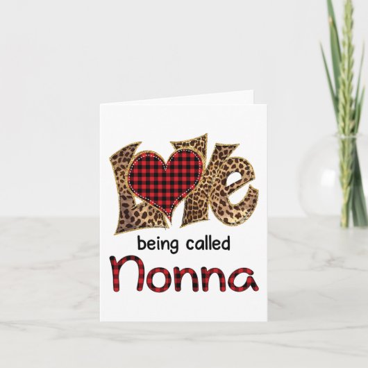 Het heten Nonna Leopard Heart Happy Mothers Day Kaart (Voorkant)