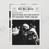Het Hex Press Newspaper Haunted House Feest Kaart (Voorkant / Achterkant)