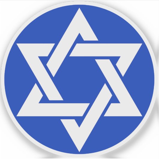 Het hexagram (wit op blauw) sticker (Voorkant)