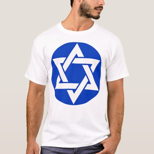 Het hexagram (wit op blauw) t-shirt (Voorkant)