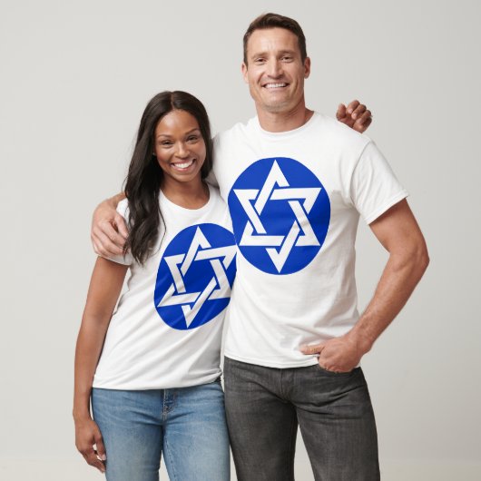 Het hexagram (wit op blauw) t-shirt (Unisex)
