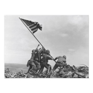 Het hijsen van de vlag op Iwo Jima Foto Afdruk