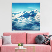 Het Himalaya-gebergte in Clouds Blue Sky Canvas Afdruk (Insitu (Woonkamer))