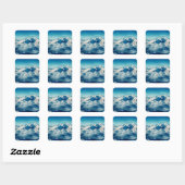 Het Himalaya-gebergte in Clouds Blue Sky Vierkante Sticker (Vel)