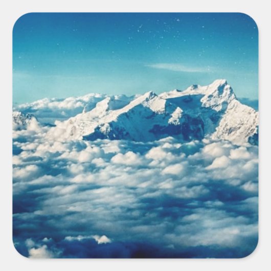 Het Himalaya-gebergte in Clouds Blue Sky Vierkante Sticker (Voorkant)