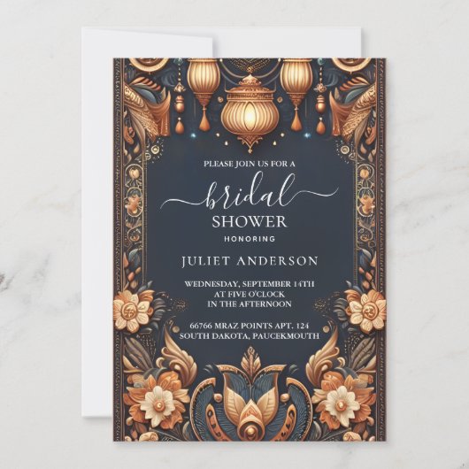 Het Hindi Henna Mehndi Indiase stijl Vrijgezellenf Kaart (Voorkant)