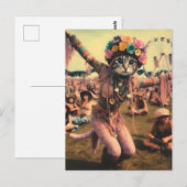 Het hippie Kat Briefkaart (Voorkant / Achterkant)