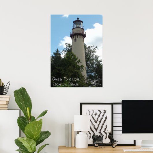 Het historische Grosse Point Light-Poster Poster (Thuiskantoor)