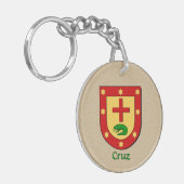 Het historische schild van Cruz met de vlag van Sp Sleutelhanger (Voorkant Links)