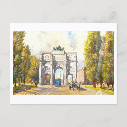 Het historische Siegestor in München, Duitsland Briefkaart (Voorkant)