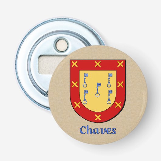 Het historische wapenschild van Chaves Button Flesopener (Voorkant)