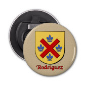 Het historische wapenschild van Rodriguez Button Flesopener (Voorkant)