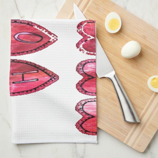 Het Ho Ho Hearts Collectie. Theedoek (Quarter Fold)